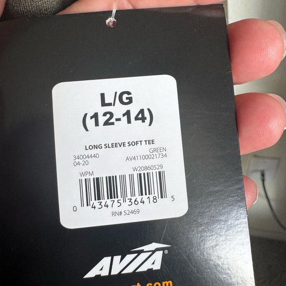 Avia Green Long Sleeve Tee with Ribbed Cuffs - Picture 3 of 3